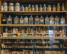 Empty Scent Bottles In Old Pharmacy