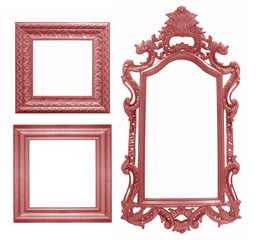 Wall Mural - Set of red vintage frame isolated on white background