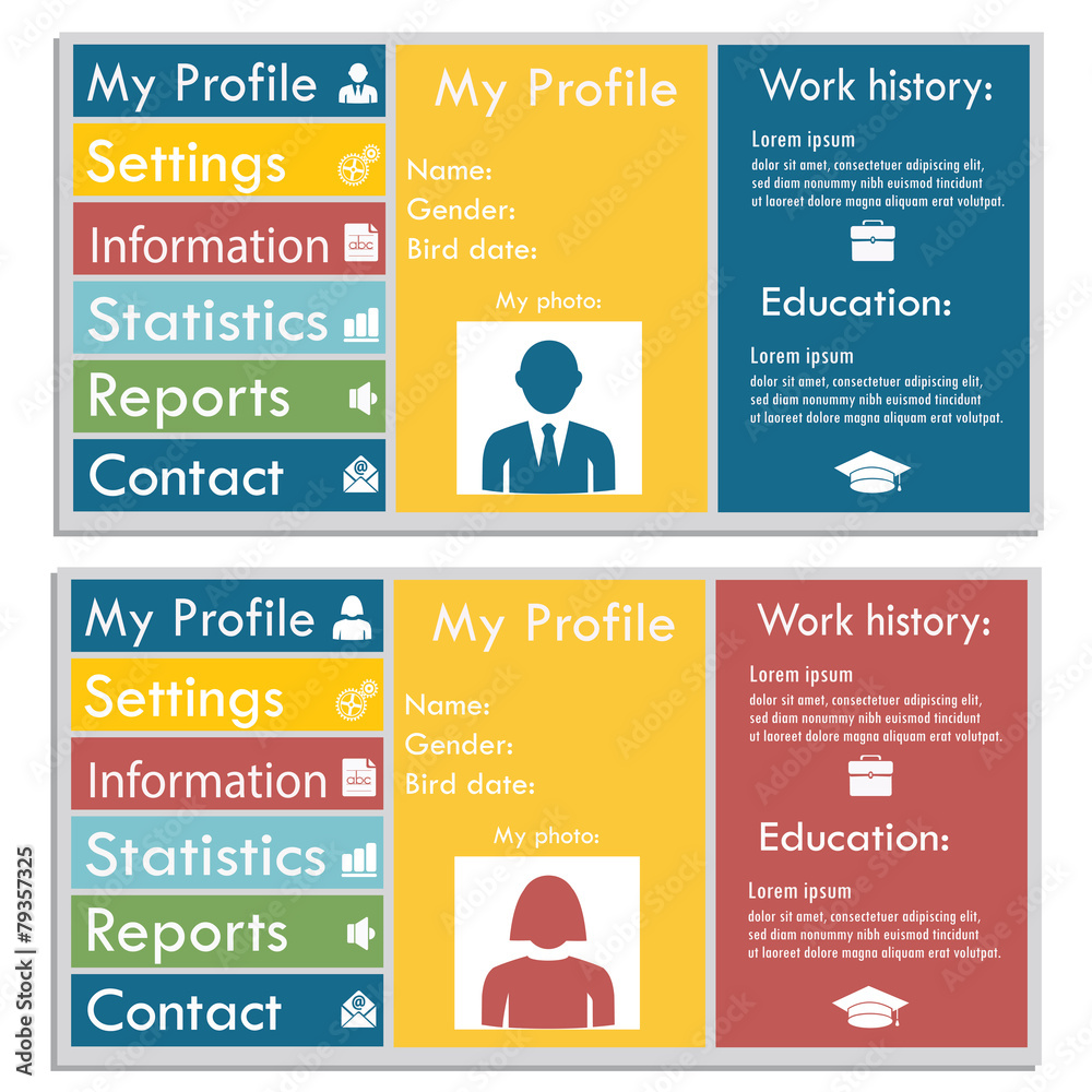 Flat Web Design set elements buttons icons gui concept illustra Stock ...