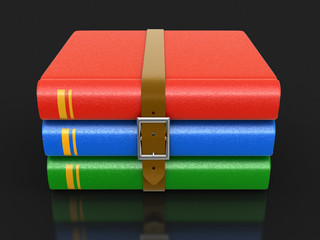 Poster - Stack of book with belt (clipping path included)