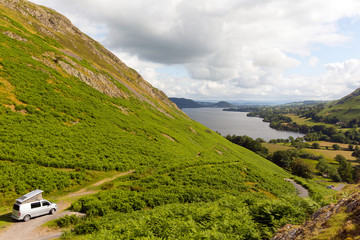 Canvas Print - Pop top campervan Ullswater Lake District UK