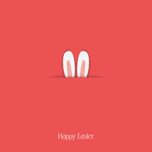 Adorable Happy Easter Postcard Template With Bunny Hiding And