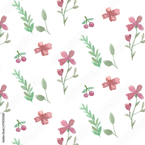 Seamless flowers and leaves pattern