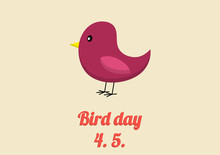 Bird Day Card In Vintage Colors