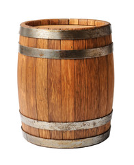 wooden oak barrel isolated on white background