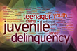 Juvenile delinquency word cloud with abstract background