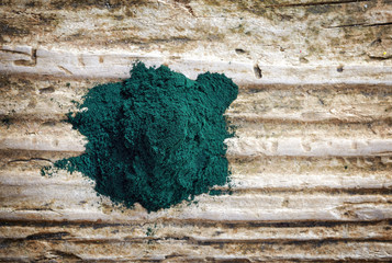 Poster - heap of spirulina algae powder