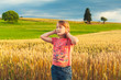 © annanahabed - Summer portrait of a cute little girl playing in wheat field