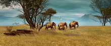 African Elephants, 3d CG