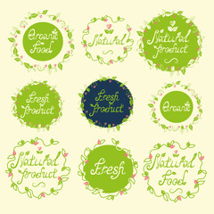 Vector badges and labels elements set. Handwritten text.