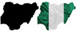 Nigeria - Waving national flag on map contour with silk texture