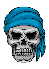 Pirate skull in blue bandana