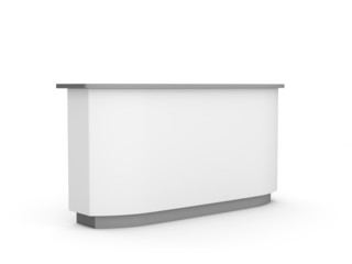 white long desk or counter from a bit perspective view. render