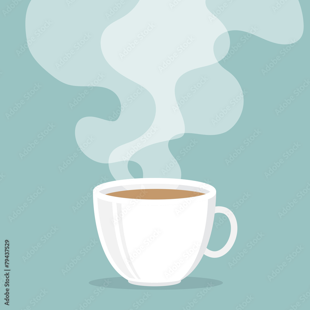 Coffee cup with smoke float up - obrazy, fototapety, plakaty 