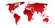 World map red continents