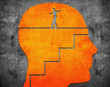head with staircase and tightrope walker digital illustration
