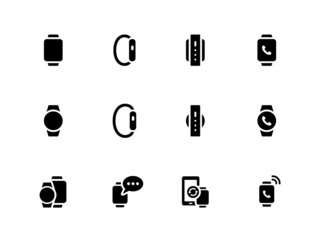 Wall Mural - Smart watch icons on white background.