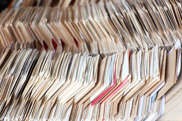 Catalog cards in library, closeup