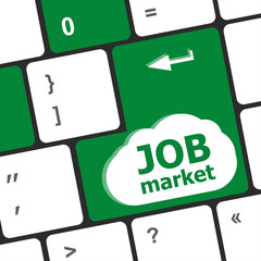 Poster - Job market key on the computer keyboard