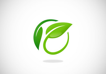 leaf nature ecology circle vector logo