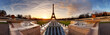 Panorama of Paris at sunrise with Eiffel tower