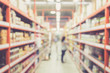 Blurred background : Thai people shoping in Supermarket store