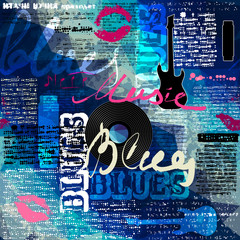 Poster - Grunge blue newspaper with original inscriptions Blues and music