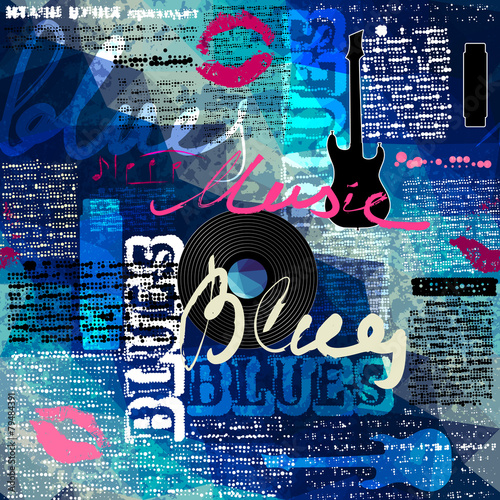 Obrazy Blues  niebieska-gazeta-z-oryginalnymi-napisami-blues-i-muzyka