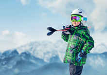 Young Skier In Mountain