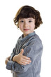 © Sergey Kohl - Portrait of serious boy with arms folded. White background.