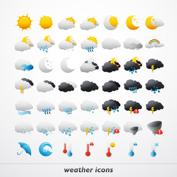 set of 49 high quality vector weather icons