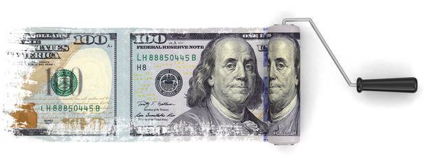 Poster - Paint roller and dollar (clipping path included)