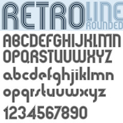 Poster - Retro line stripes effect font, pattern old style alphabet.