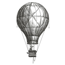 Hot Air Balloon Vector Logo Design Template. Retro Airship Or