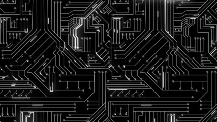 Poster - White lines moving through circuit board