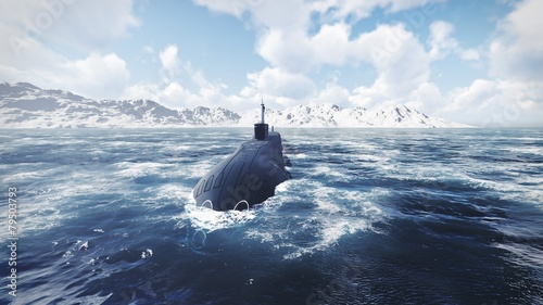 Fotomural Russian nuclear-powered submarine front view 2