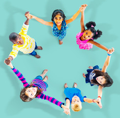 Sticker - Children Kids Cheerful Unity Diversity Concept