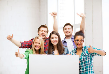 Poster - group of students at school with blank board