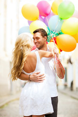 Poster - couple with colorful balloons