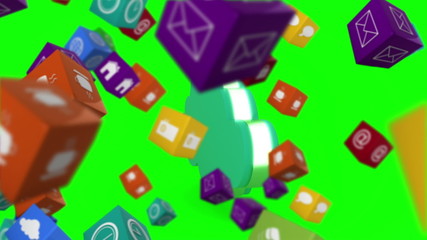 Poster - Computer app icon cubes with cloud