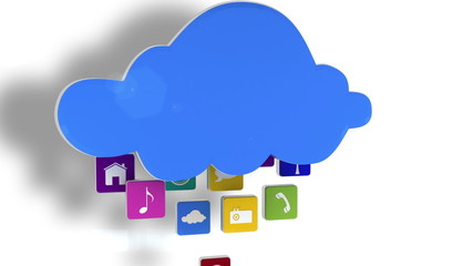 Poster - App icons floating up to cloud