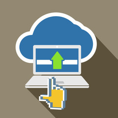 Aufkleber - Modern laptop and cloud technology abstract illustration