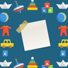 Poster - Baby`s accessories design concept. Template for a text