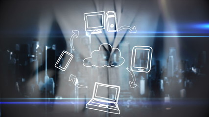 Aufkleber - Businessman using digital futuristic interface
