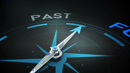 Poster - Compass pointing to future