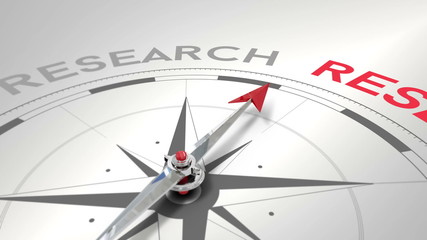 Poster - Compass pointing to research