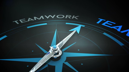Poster - Compass pointing to teamwork