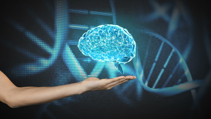 Aufkleber - Hand presenting a spinning brain