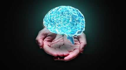Aufkleber - Hand presenting a spinning brain