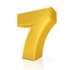 Wall Mural - golden number 7  isolated on a white background